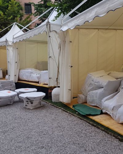 Trasporto e allestimenti evento Bulgari Italia.